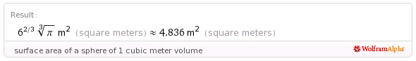 surface area of a sphere of 1 cubic meter volume